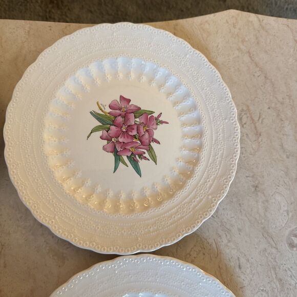 Spode England 9" Set of 4 Luncheon Plates BERMUDA FLOWERS Assorted Vintage - Picture 4 of 12